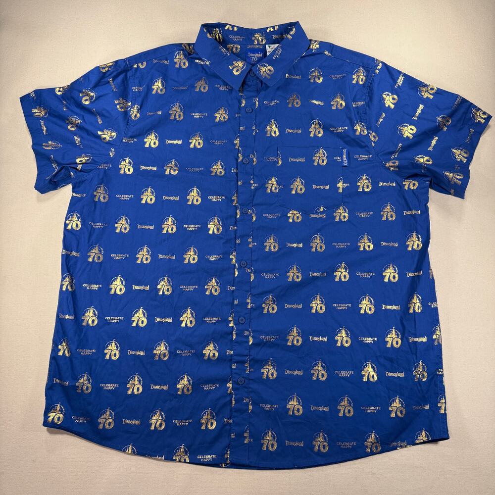 Disneyland Resort 70th Anniversary Celebrate Happy Button Down Shirt XXL NWT